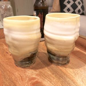 Two handmade ceramic cups from OR coast